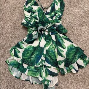 Leaf Print Women's Romper